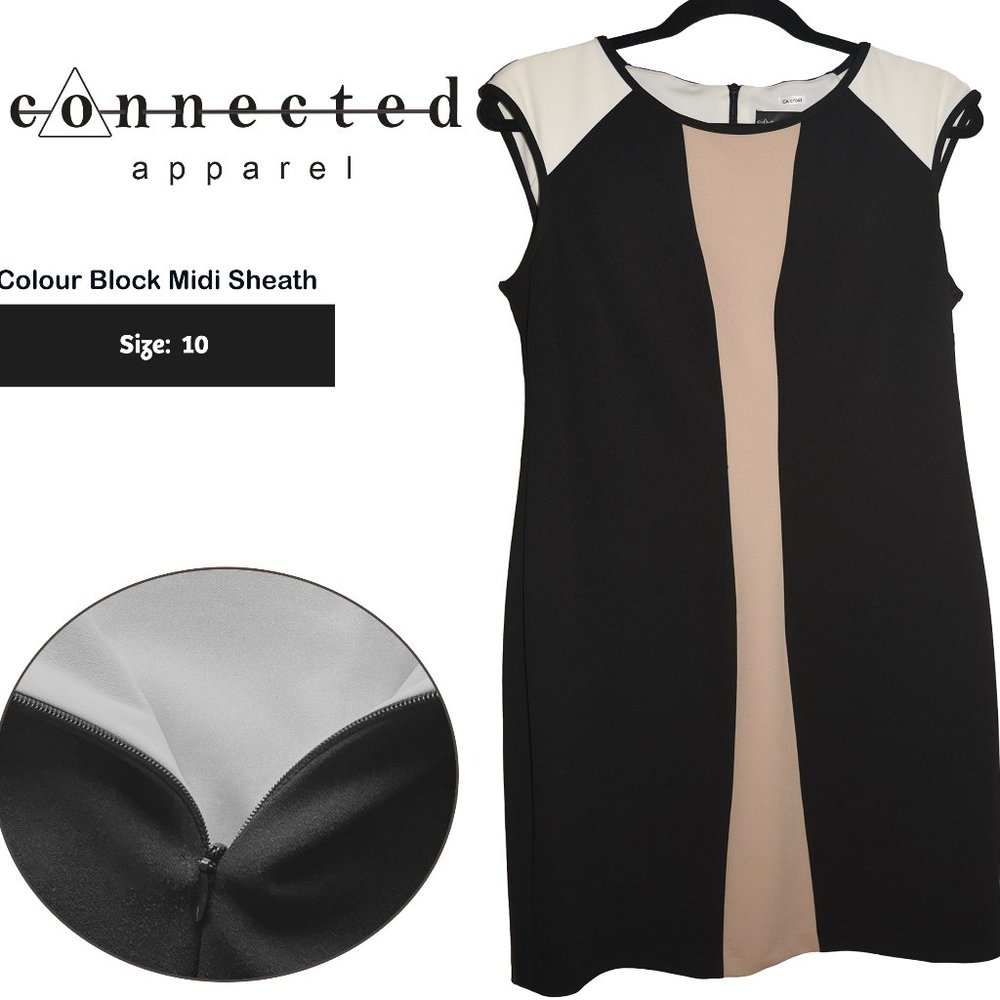 Connected Apparel : Women's Color Block sheath  Midi Dress